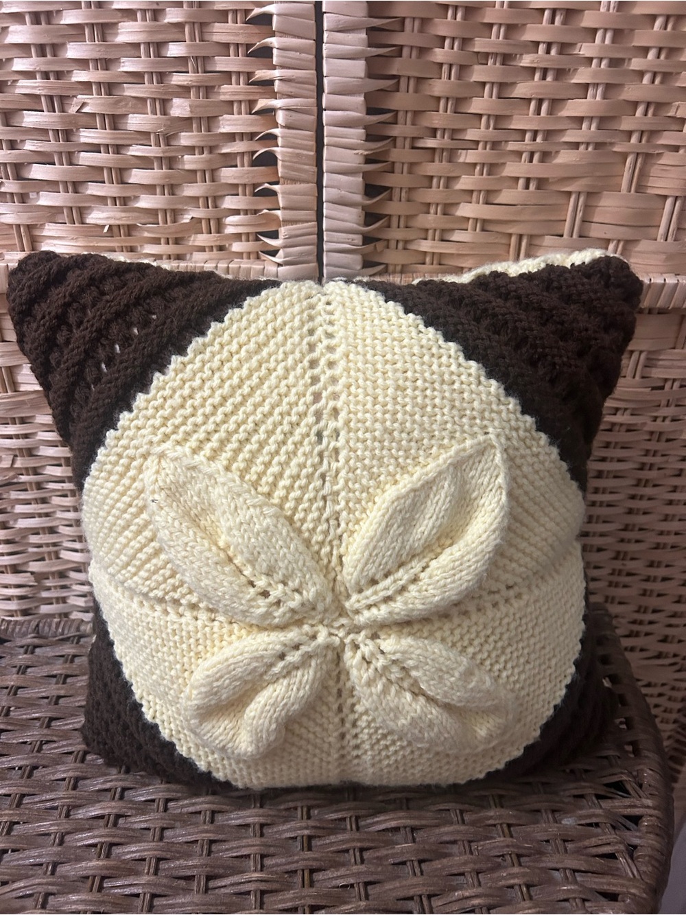Handmade Raised Center Star Yellow Brown Throw Pillow 15” Boho Granny